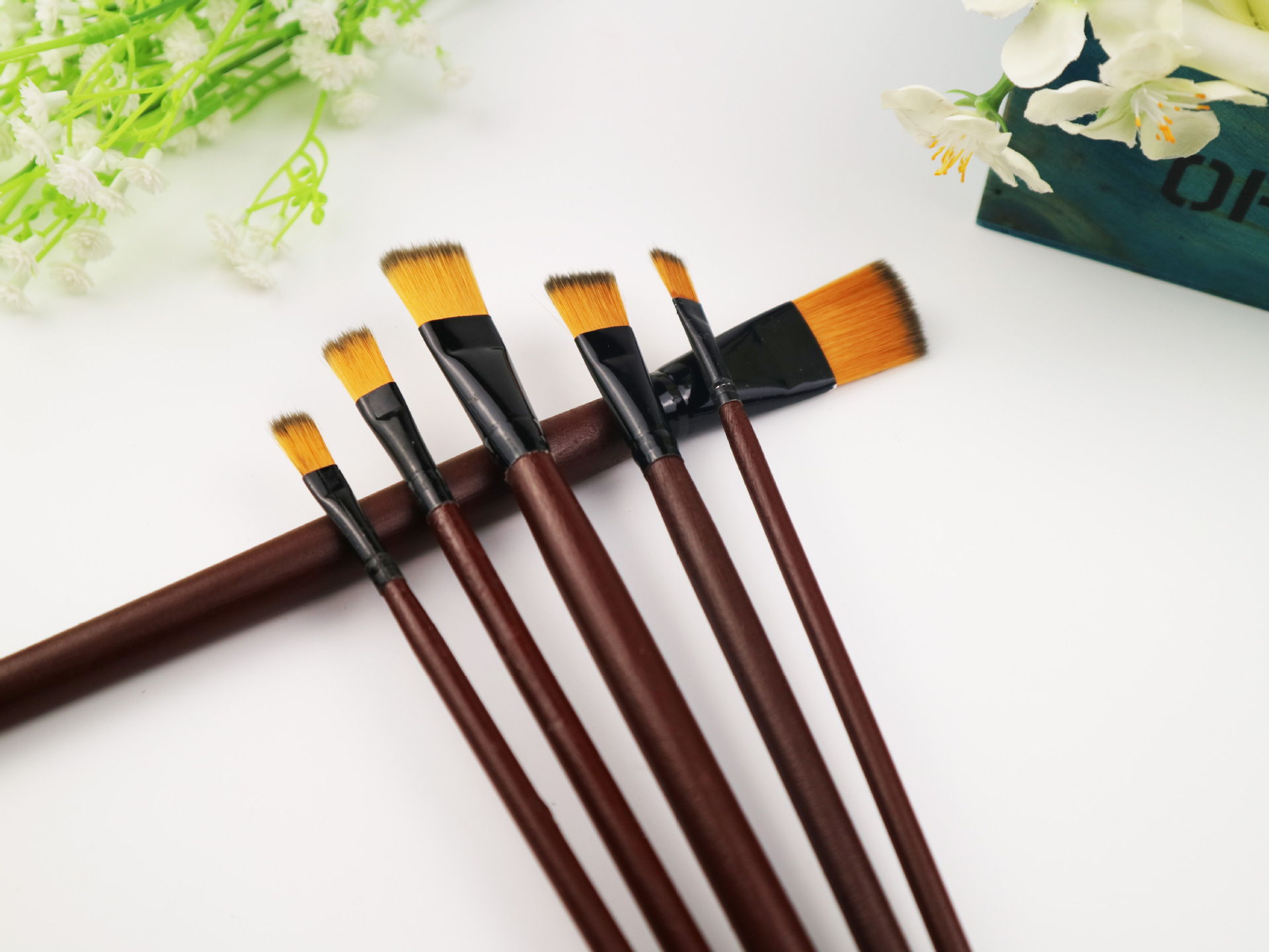 厂家批发6支排笔套装 820尼龙羊毛油画笔 水粉水彩画笔刷子学生