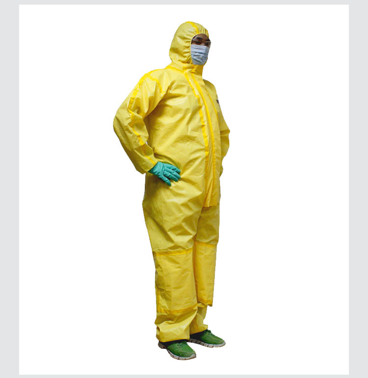 雷克兰连体防护服隔离衣覆膜 黄色农药c级耐酸碱轻型劳保防化服