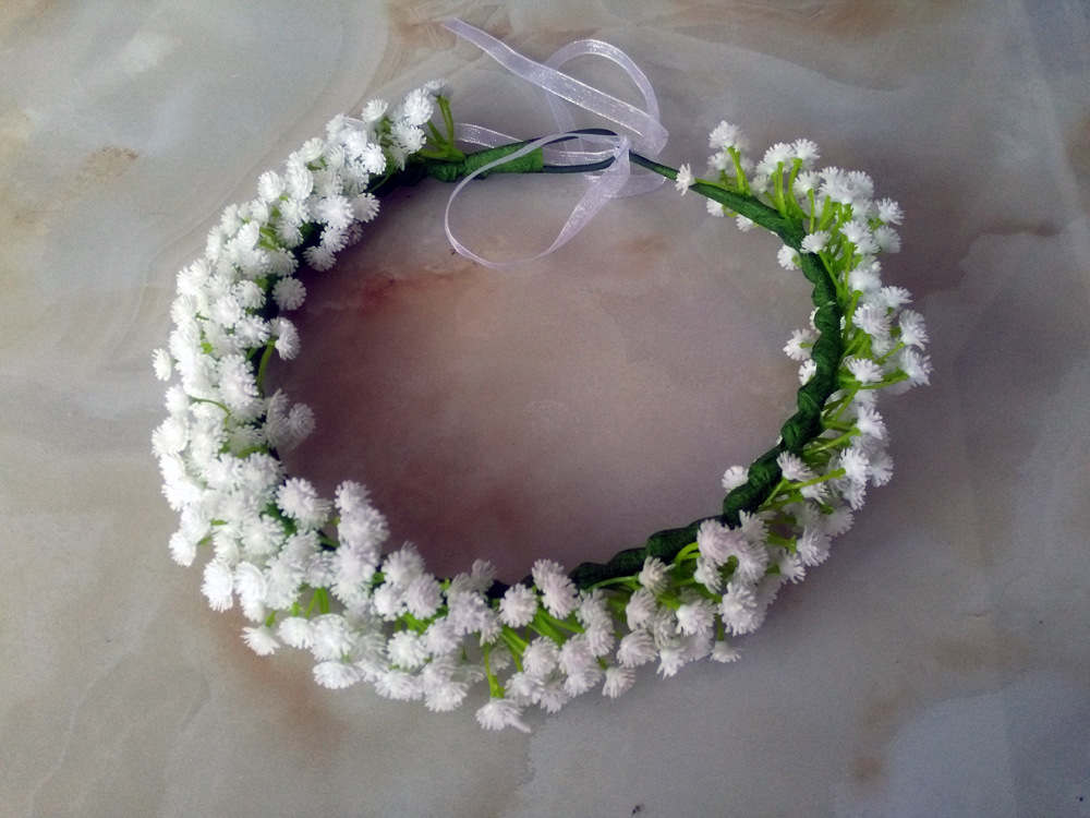 白色满天星花环手环 森女系头环 新娘花环旅游发饰儿童摄影发箍头