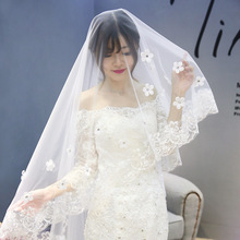 厂家批发新娘头纱婚纱新款韩式2024头纱长款3米婚礼头纱花朵蕾丝