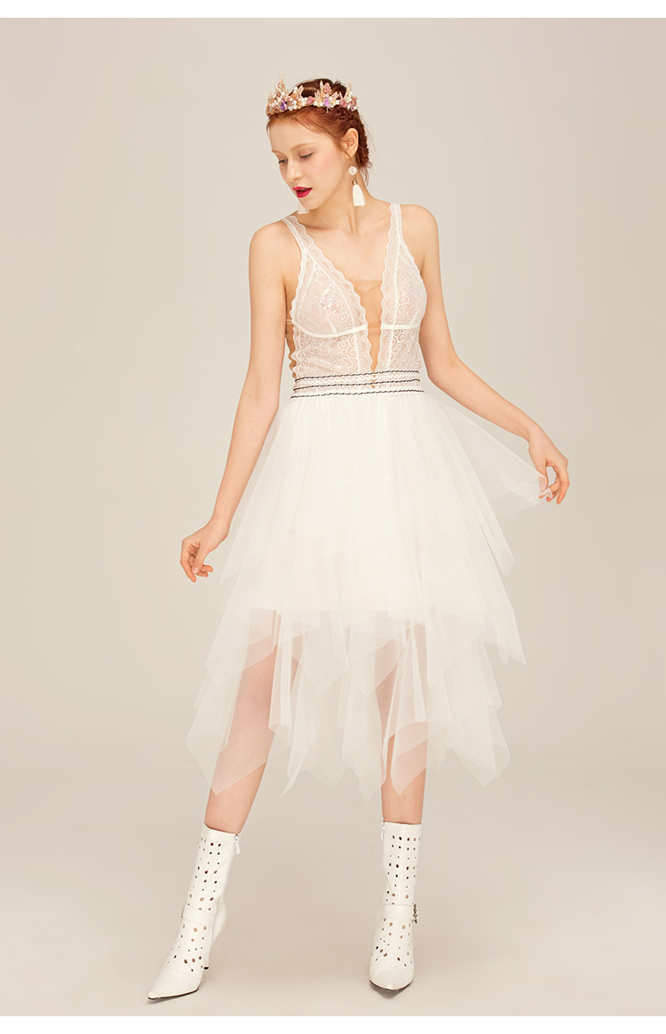 白色蕾丝性感透视连体衣