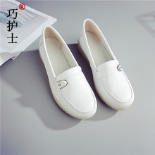 巧护士 护士鞋白色坡跟舒适软底韩版防滑坡跟新款医院女单鞋冬季