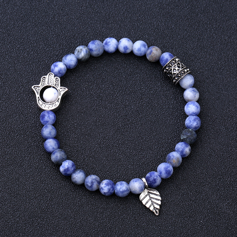 舒心石头手链 天然自然图案28颗手串男女手链串珠6厘珠子一件代发