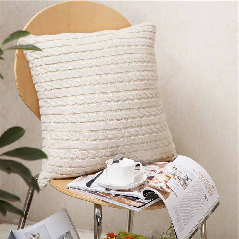 Nordic Wool Twist Knit Cushion Pillow Cover American-Style Village Style Pillow without Core