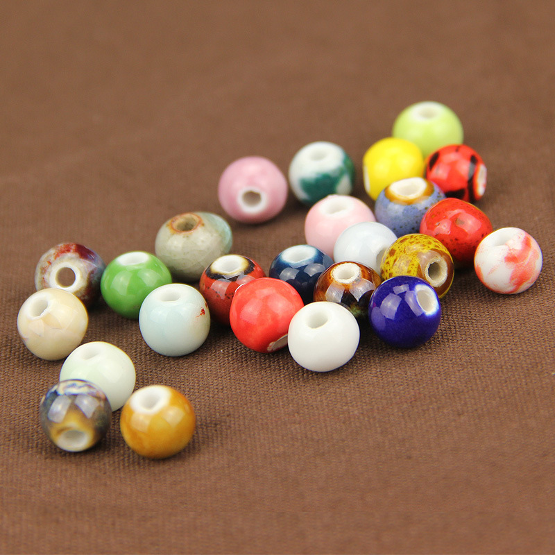 多色可选 10mm景德镇古法烧制中国风古典陶瓷圆珠子散珠厂家批发