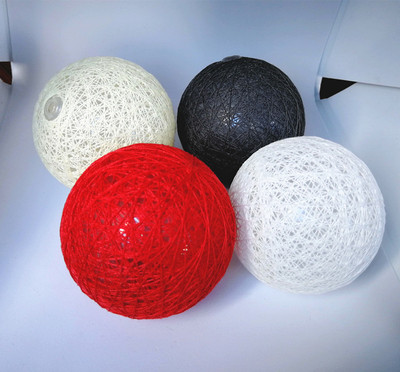 定制多色线球led 彩色圆球 7cm泰国棉线球节日灯 外贸货源