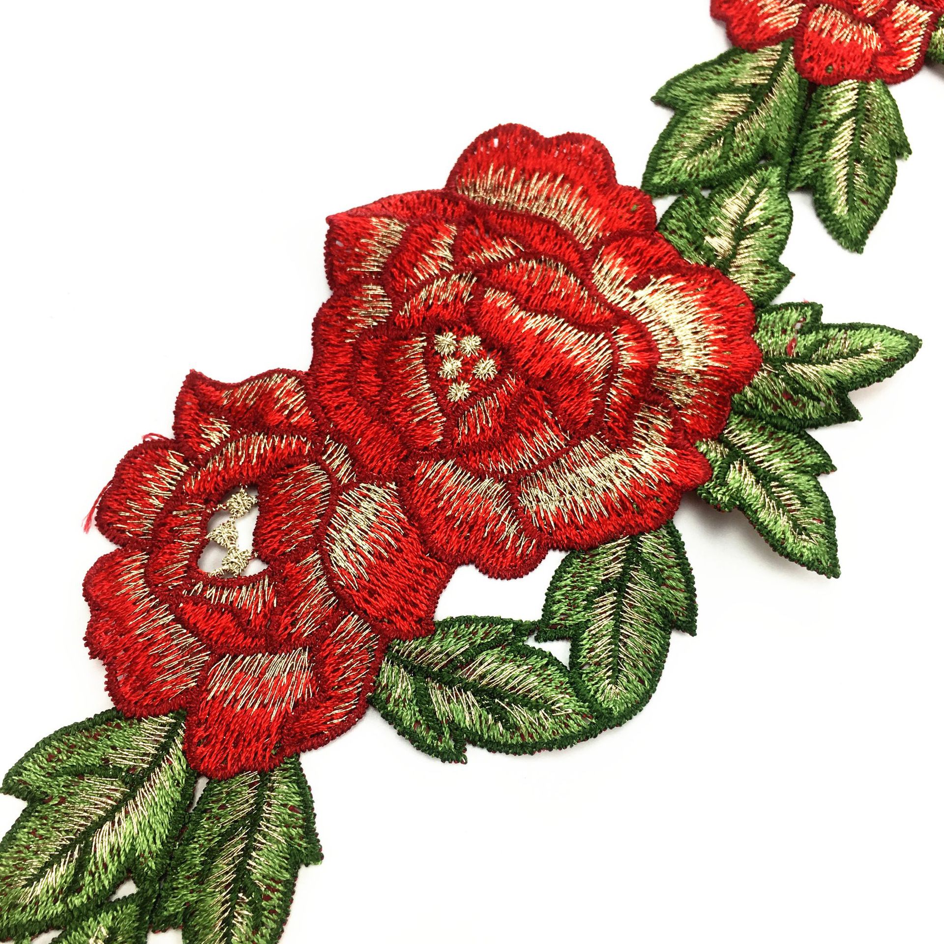 彩色水溶玫瑰花蕾丝刺绣花边diy服装辅料批发