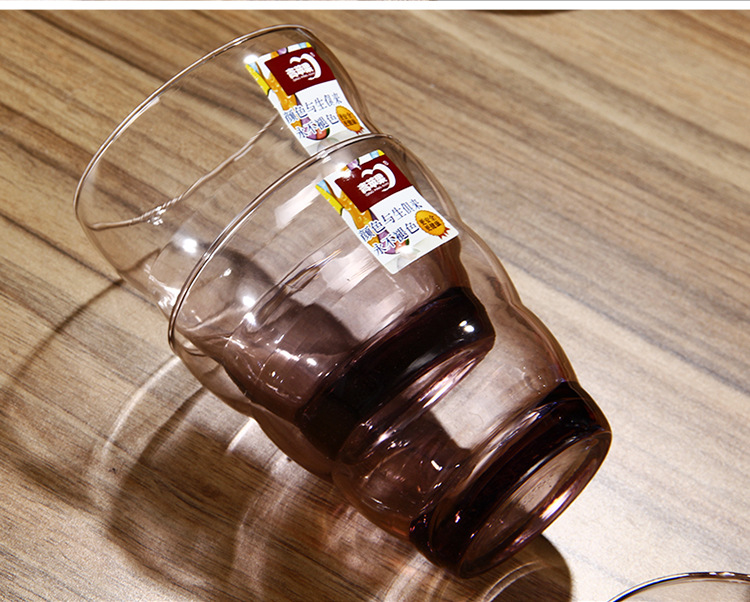 青苹果高档机压五角玻璃杯精美大高底五角机压玻璃水杯酒店用餐杯