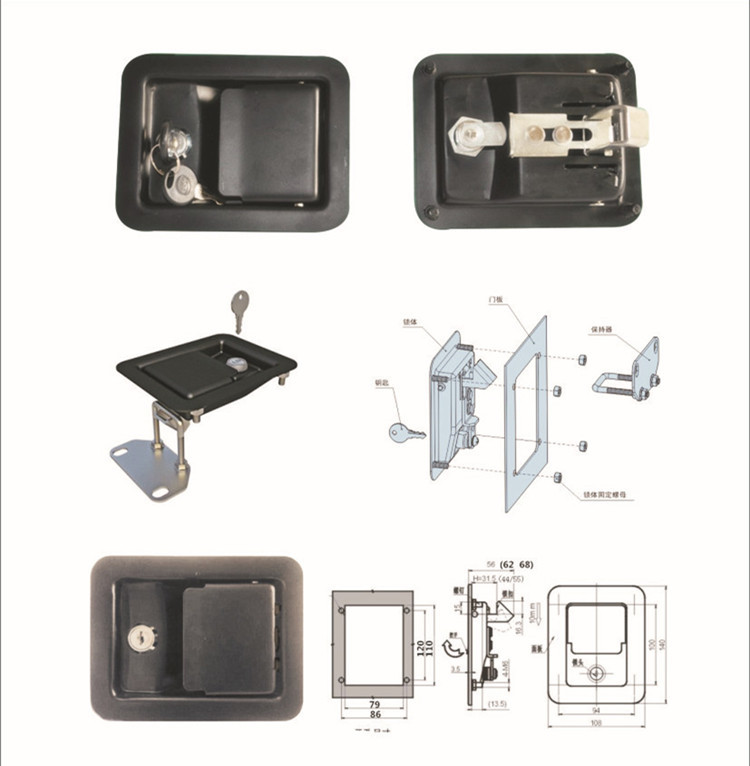 109*140mm 大四角锁 静音箱发电机组门锁 柴油发电机组面板锁