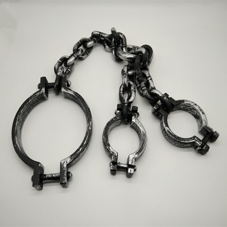 万圣节囚犯演出塑料手铐脚铐成人酒吧游戏道具鬼节装扮道具枷锁