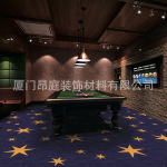 紫色经典星星主题台球室地毯定制 满铺阻燃防火1cm厚度台球厅地毯