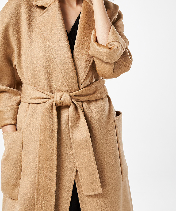 【盛宏】m家经典大衣双面羊绒大衣毛呢外套女水波纹羊绒大衣7202