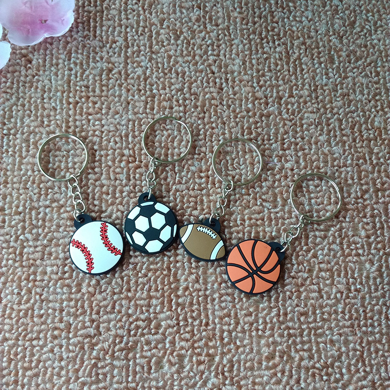New Products in Stock PVC Keychain Cartoon Football Ball Pendant Creative Pendant Bag Decoration Gift Key Ring