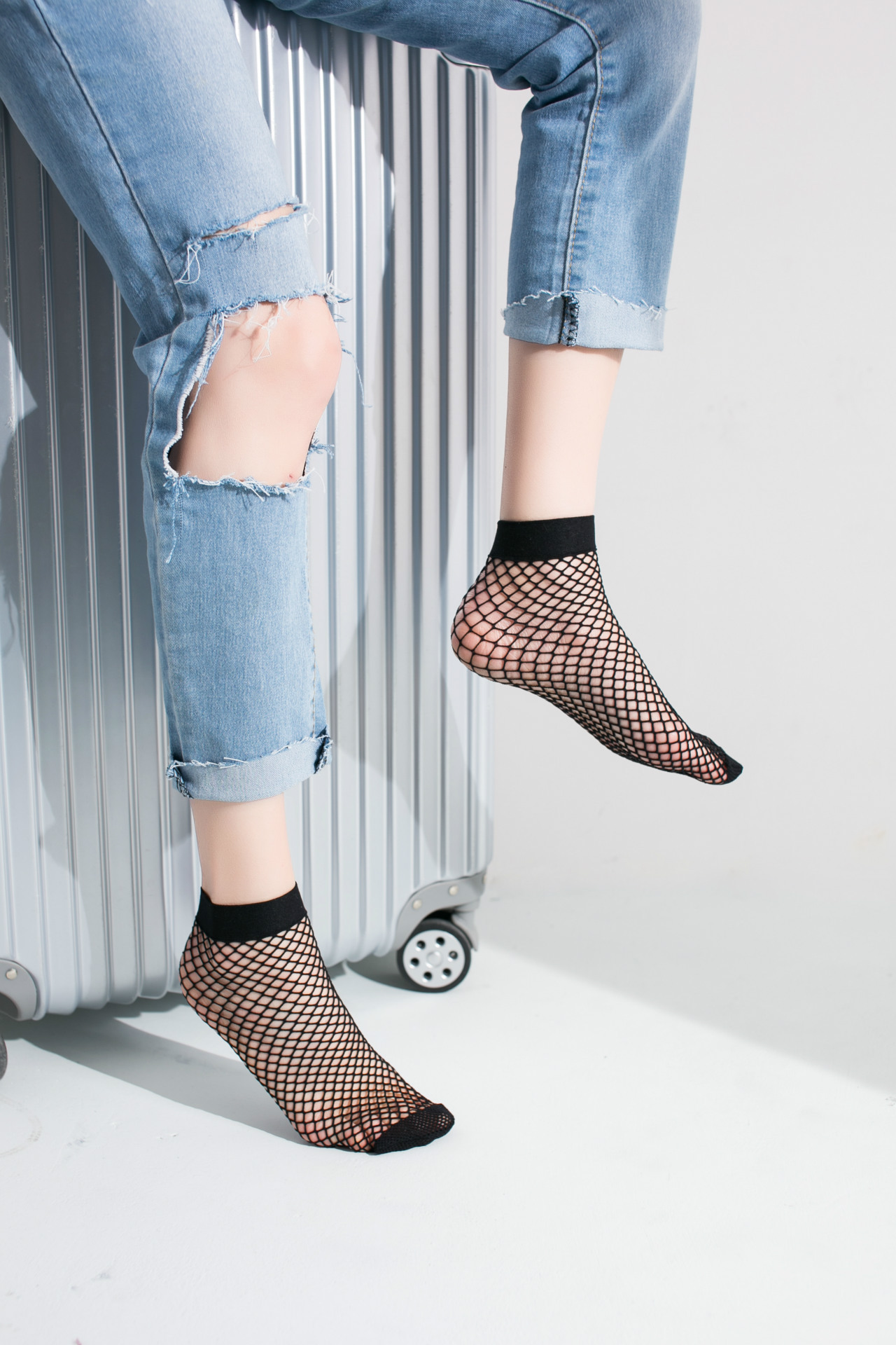 2017性感渔网袜短款批发 鱼网袜同款中筒薄款网格短丝袜女士袜子