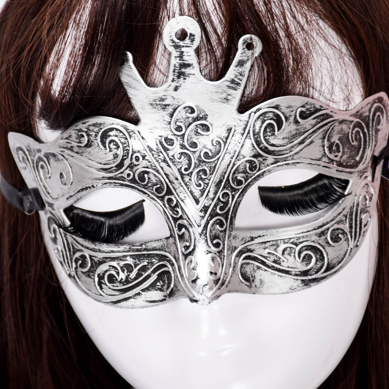 厂家新款万圣节仿古男爵士古铜半脸面具 雕花古罗马男士面具