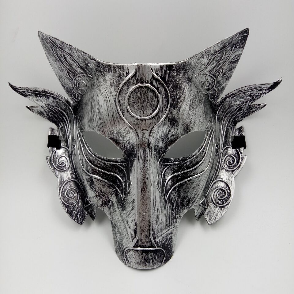 万圣节化妆舞会面具动物狼面具高档仿古面具铁血狼头面具金银色