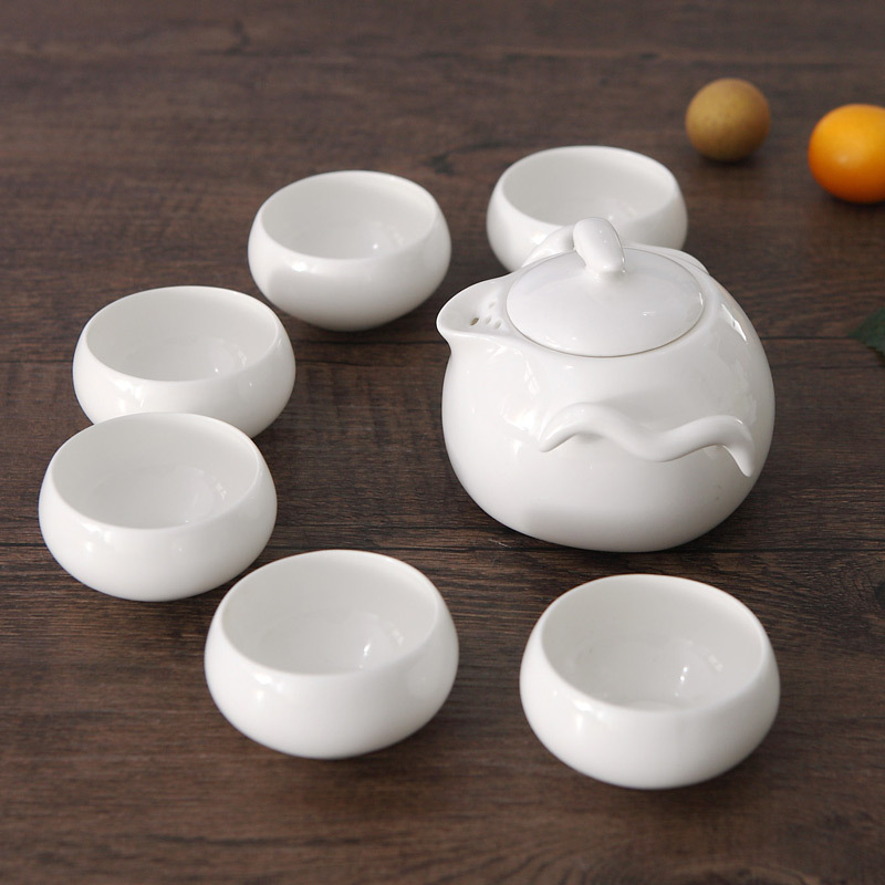 唐山骨瓷功夫茶具套装茶杯茶壶纯白色六边方茶具批发定制加logo