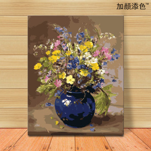 数字油画diy手绘定制人物风景花卉客厅填色装饰画6245花瓶 40*50