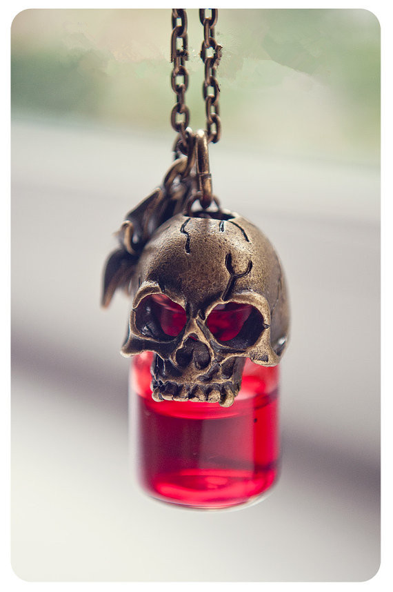 暗黑系 哥特式 复古 骷髅 蜘蛛 血瓶 项链 万圣节礼物 外贸饰品