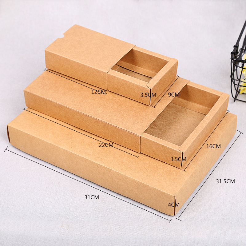 2022 New Portable Drawer Carton Creative Simple Kraft Paper Box Cosmetics Packaging Box in Stock Wholesale