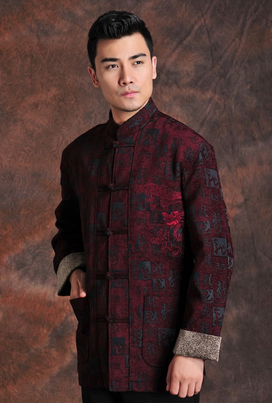 冬季唐装男外套中老年高档毛呢长袖上衣中国风爸爸装加厚