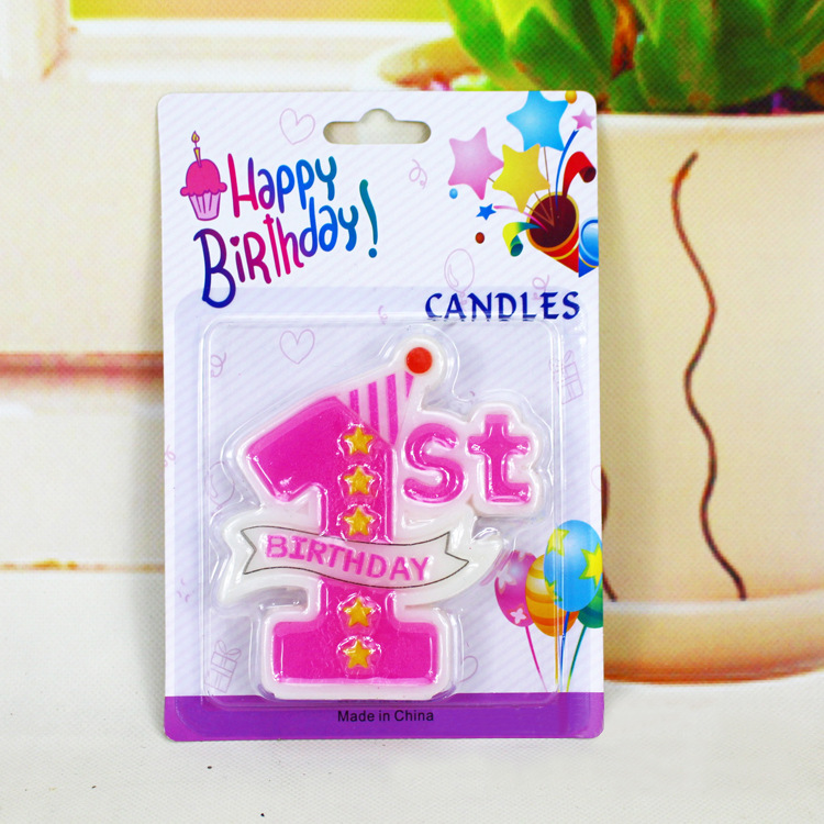 Creative Candles Baby's One-Year-Old Birthday Candle New Big "1" Pink Blue Digital Candle