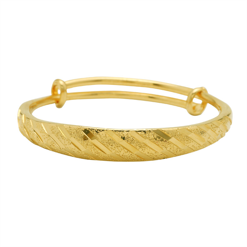 10mm加厚经典流星雨铜镀金仿黄金推拉手镯女款欧币金沙镯子饰品