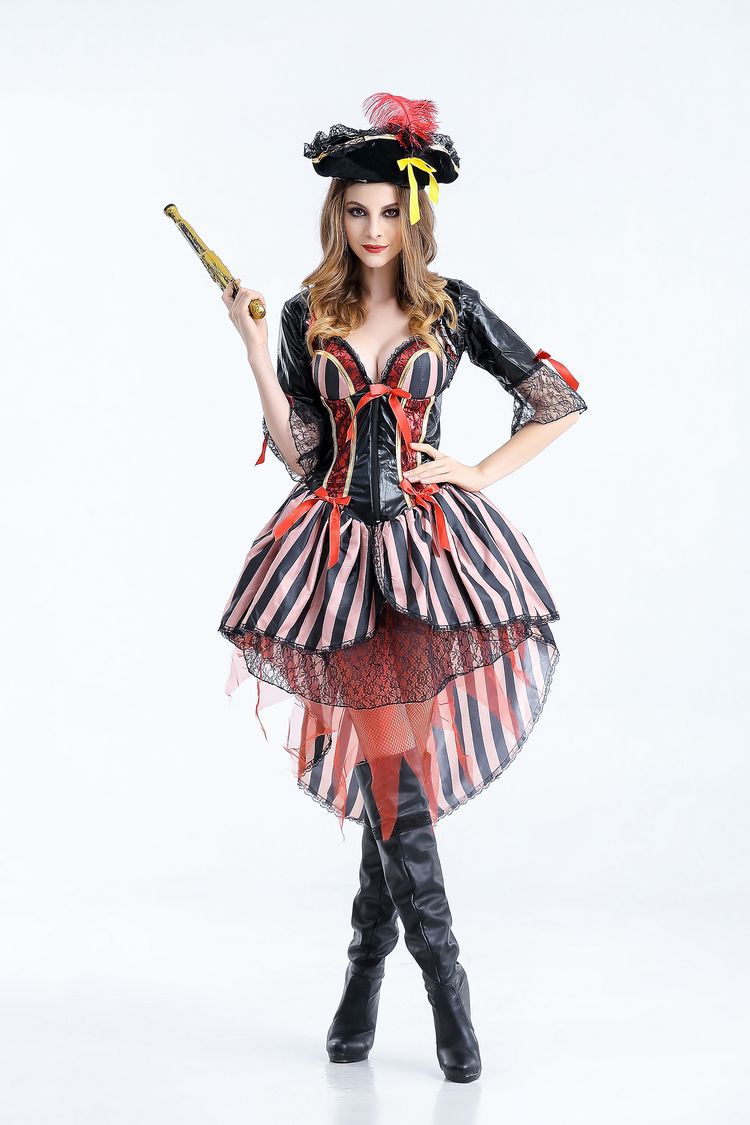 新款万圣节party加勒比海盗女海盗服装ds演出服欧美游戏制服