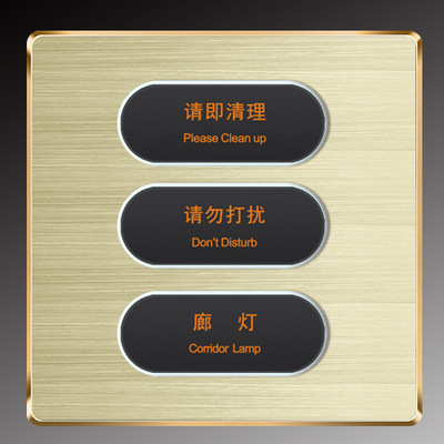 深圳市尚慧电子墙壁轻触开关酒店开关 香槟金铝拉丝面板