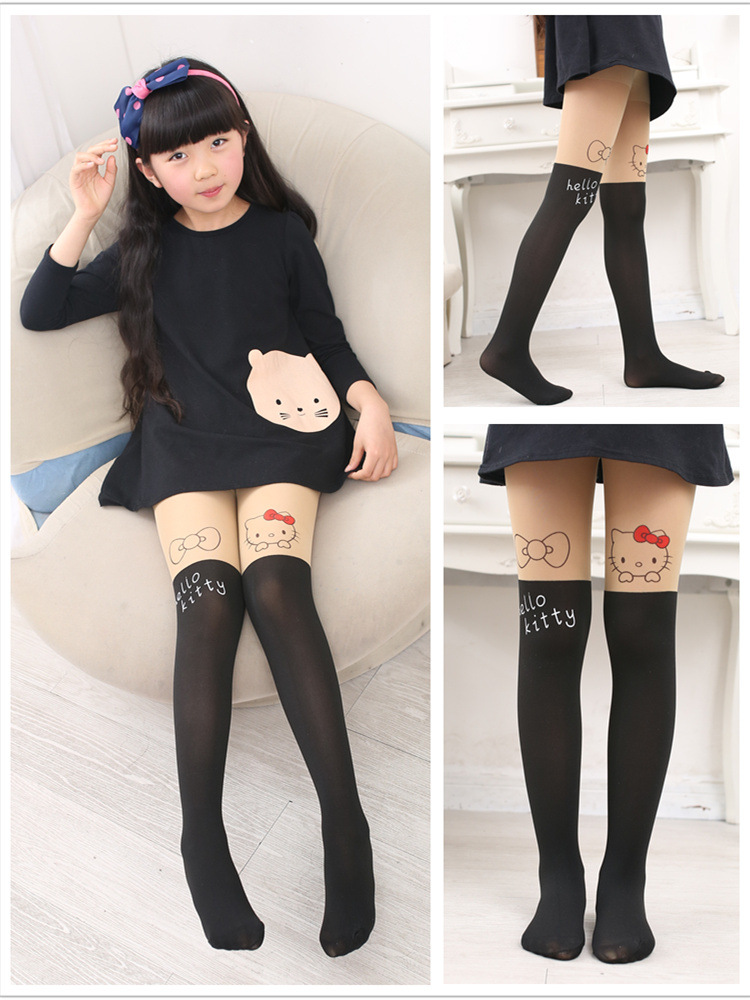 春夏款拼接儿童连裤袜假中筒天鹅绒女童舞蹈袜中大童学生丝袜批发