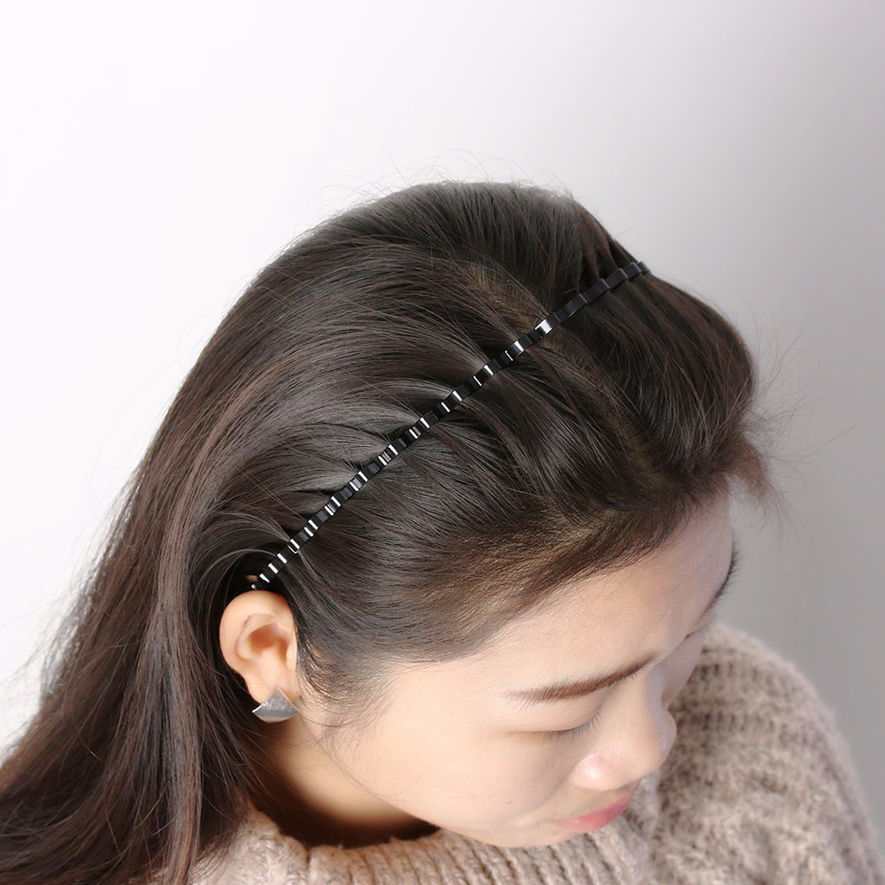 时尚百搭明星款5mm宽波浪形铁发箍 黑色0.5cm宽波浪形头箍底板