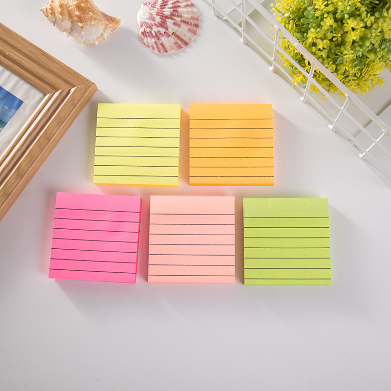 荧光便利贴_厂家直销荧光横线便利贴糖果色多次贴热销方形便签本批发