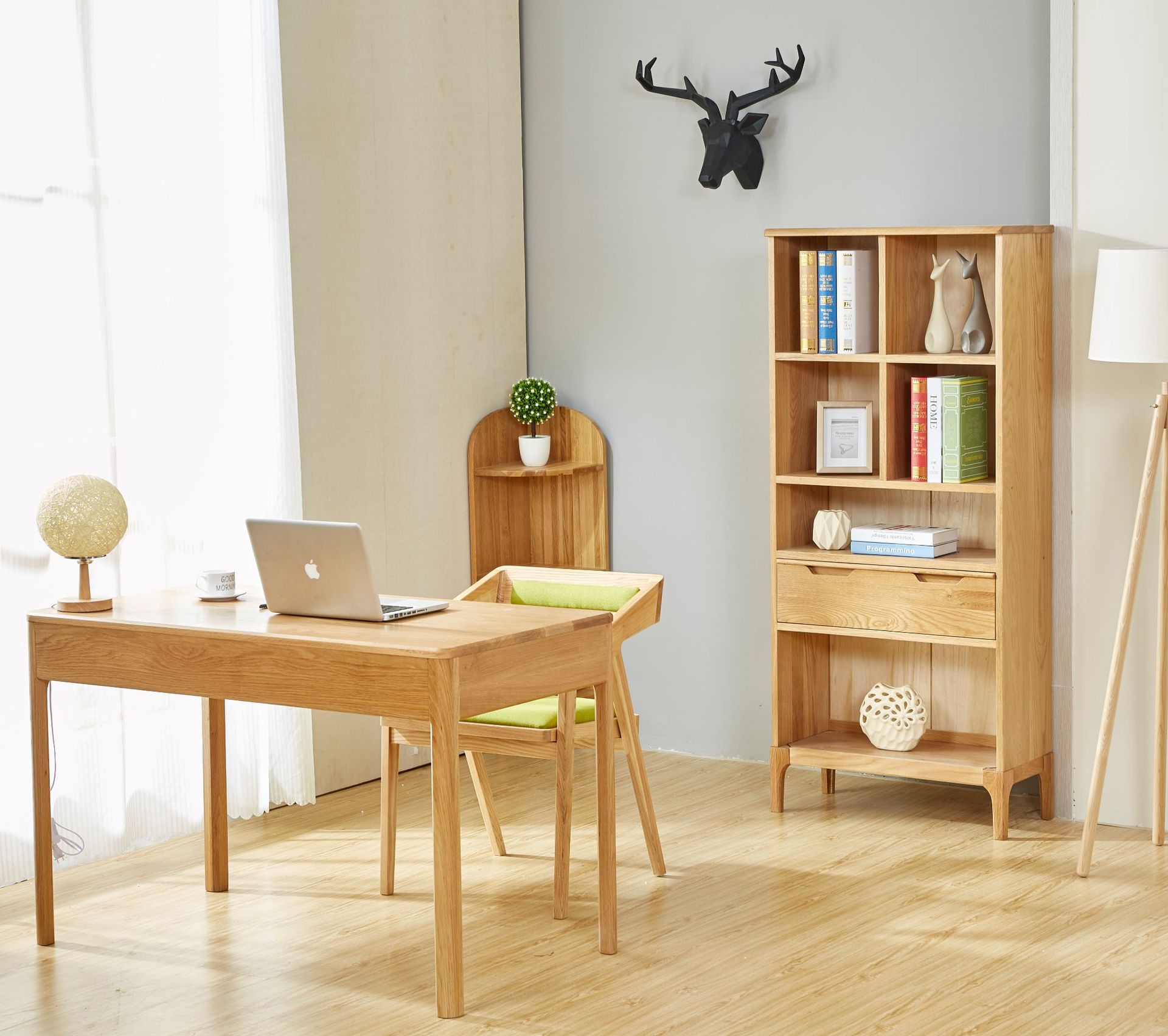 北欧现代简约实木书桌 日式小户型白橡木办公桌黑胡桃原木定制 - 行行