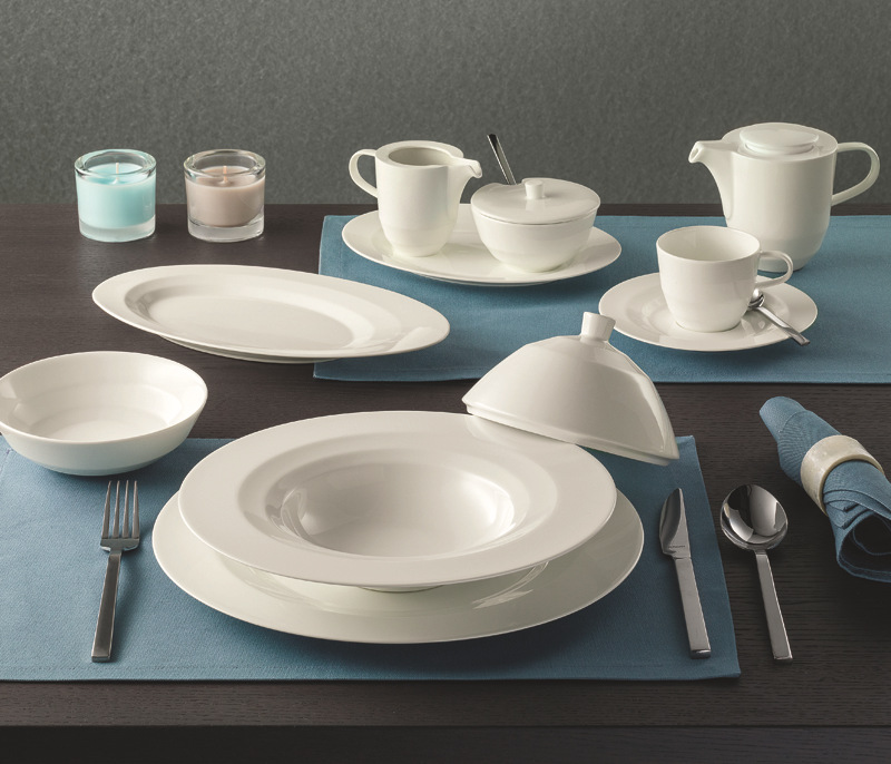 高档西餐厅碗盘白瓷星级酒店用品高温摆台白色陶瓷餐具德国进口