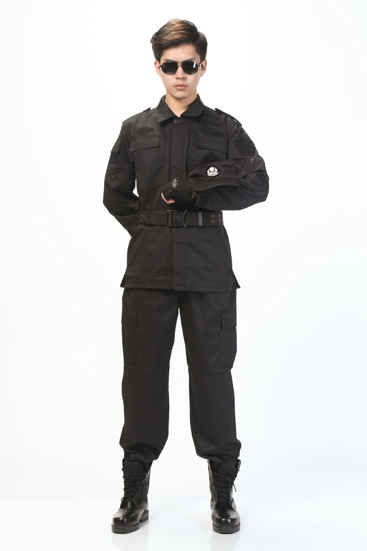 保安服秋冬执勤套装男黑色物业作训服安检小区特勤511长袖工作服-阿里