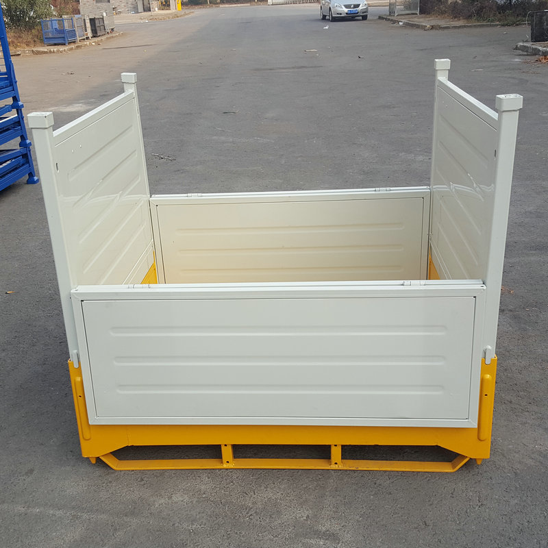 锥形脚铁板料箱折叠周转箱铁板料箱 铁板箱金属折叠金属铁箱