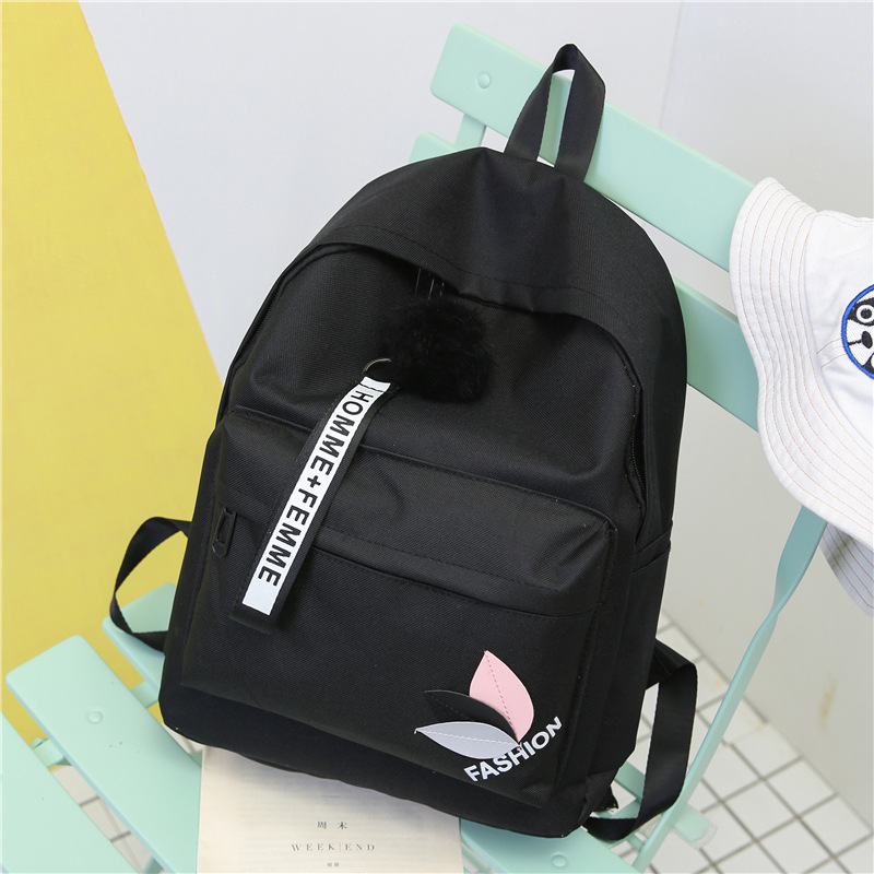 2020 Autumn New Leaf Ribbon Backpack Women's Bag Backpack Student Schoolbag Canvas Fashion Backpack