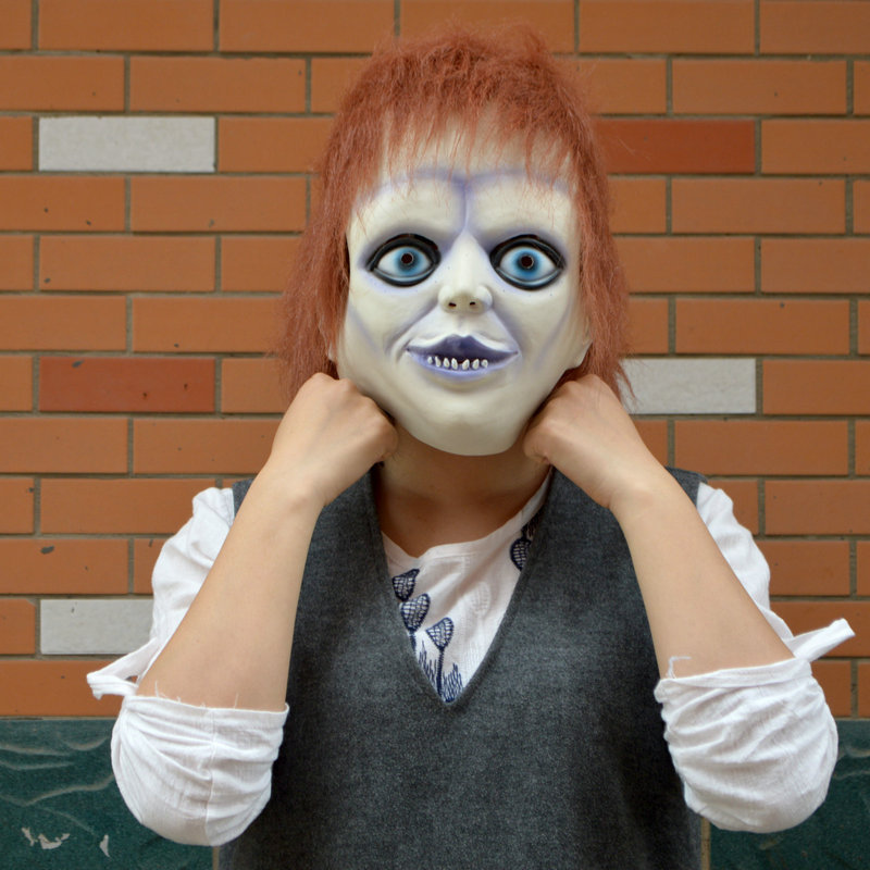 鬼娃回魂电影面具恰吉娃娃乳胶面具万圣节舞会面具恐怖鬼头套整蛊