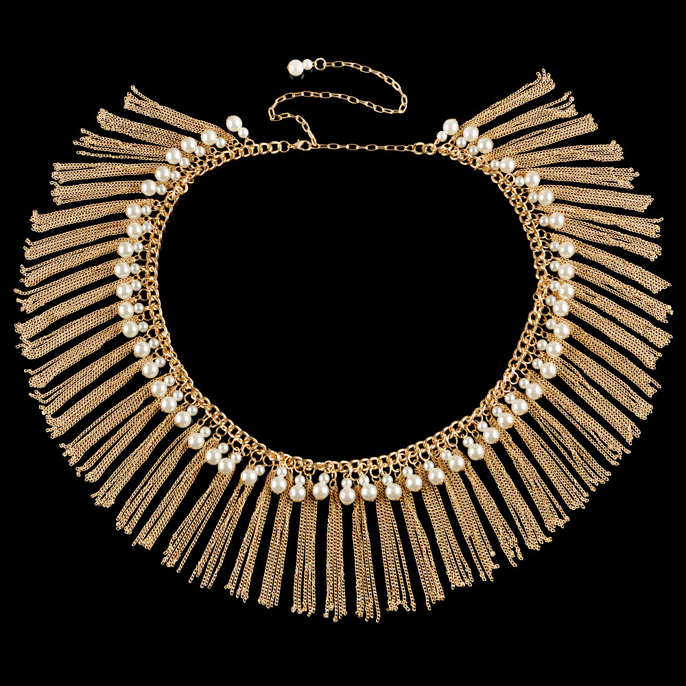 肚皮舞流苏腰链 金属手工窜珍珠腰带 女士水兵舞服饰百搭装饰腰链