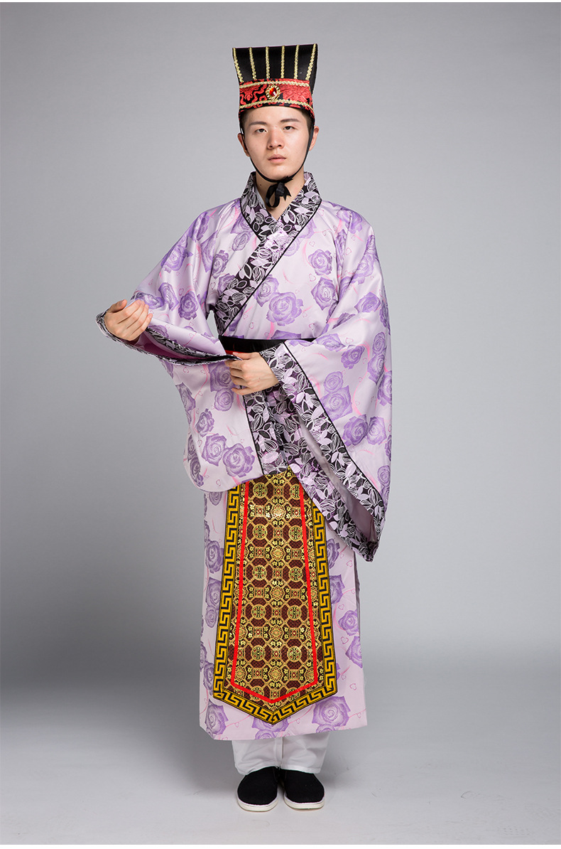 汉服男古装中国风民族秋冬长袖厚缎中老年丞相汉服长衫唐装 批发