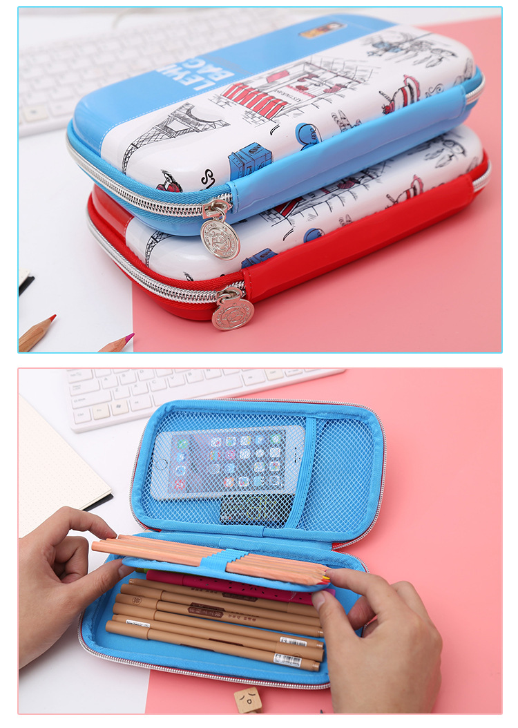 卡通印花儿童笔袋创意学生用品 圆形小学生文具盒义乌
