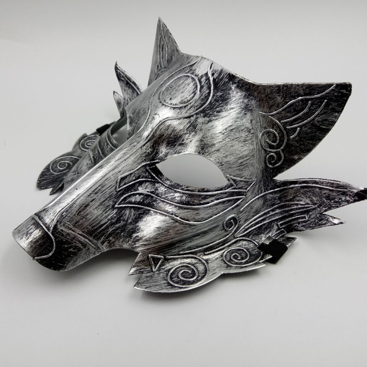 万圣节化妆舞会面具动物狼面具高档仿古面具铁血狼头面具金银色