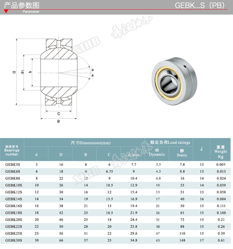 铜套镶垫向心关节轴承gebk18s 油润滑万向接头牛眼 鱼眼轴承 pb18