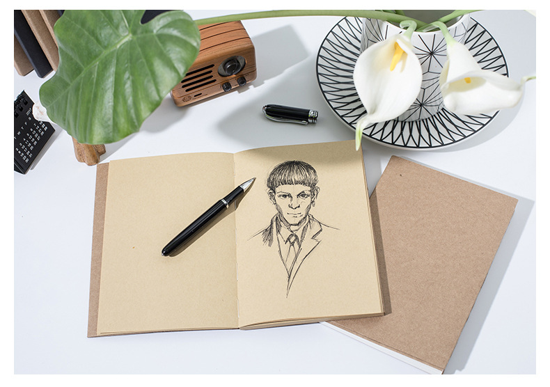 逸度文具促销牛皮纸空白网格网点插画速写本素描笔记本可定制logo