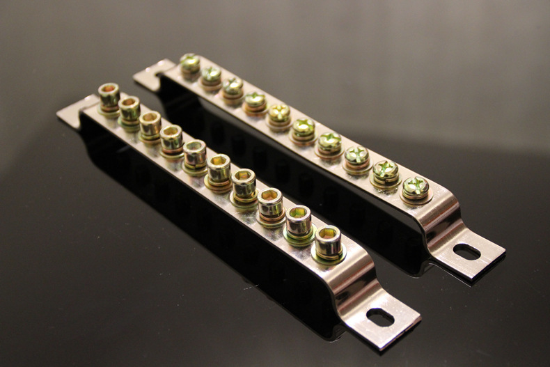 黄铜镀镍接地铜排 桥型接地端子 十位零地排 10孔3*20