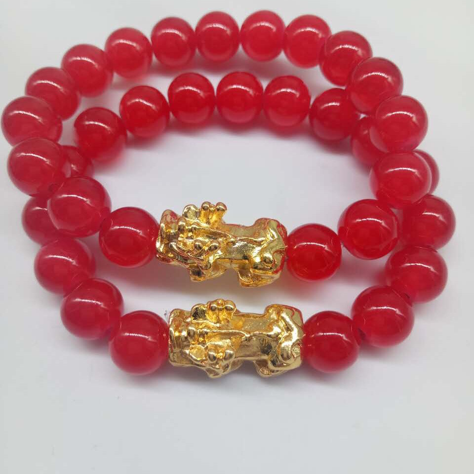 红玛瑙貔貅手串手链越南沙金男女情侣款代发 仿黄金貔貅风格