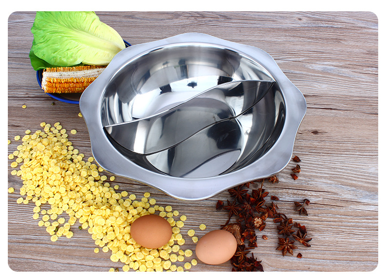 批发加厚无磁不锈钢八角太阳清汤火锅鸳鸯锅九宫格火锅电磁炉通用