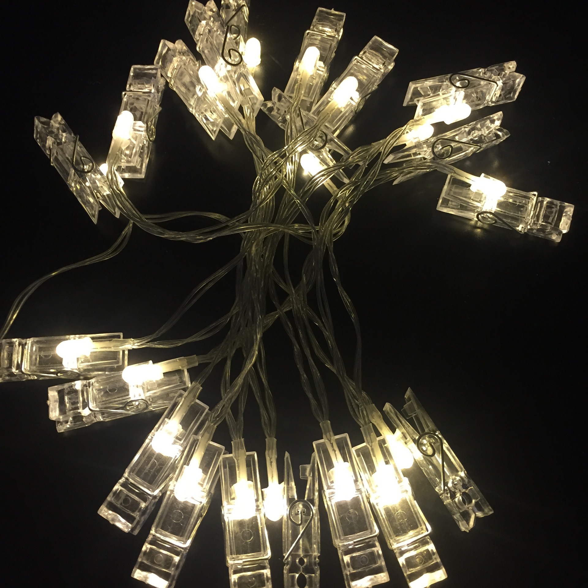 热销led圣诞节日彩灯usb电池盒造型装饰灯串led相片照相馆夹子装