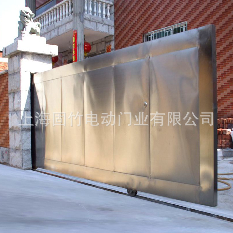 供应工厂电动双开平移铁门 自动遥控感应有轨平移门 电动推拉铁门