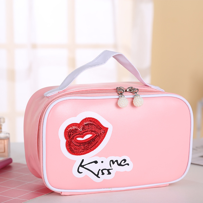 2023 New Women's Pu Cosmetic Bag Travel Toiletry Bag Cosmetic Storage Bag Large Capacity Factory Direct Supply Wholesale